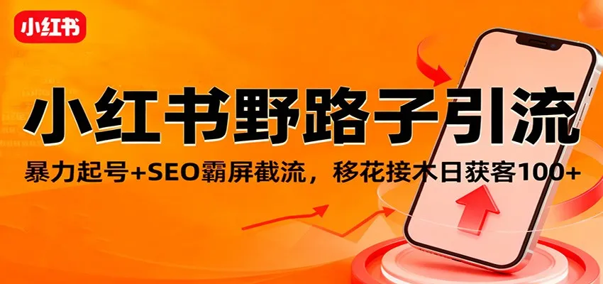 小红书野路子引流,暴力起号+SEO霸屏截流,移花接木日获客100+-一起筹课网
