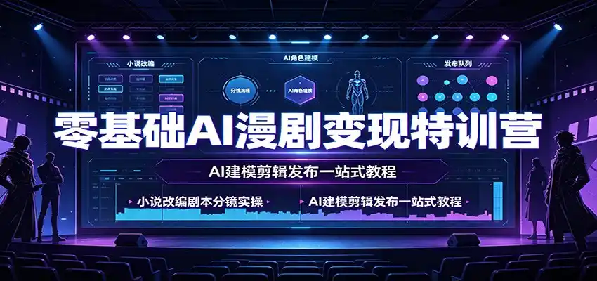 零基础AI漫剧变现特训营：小说改编剧本分镜实操，AI建模剪辑发布一站式教程-一起筹课网