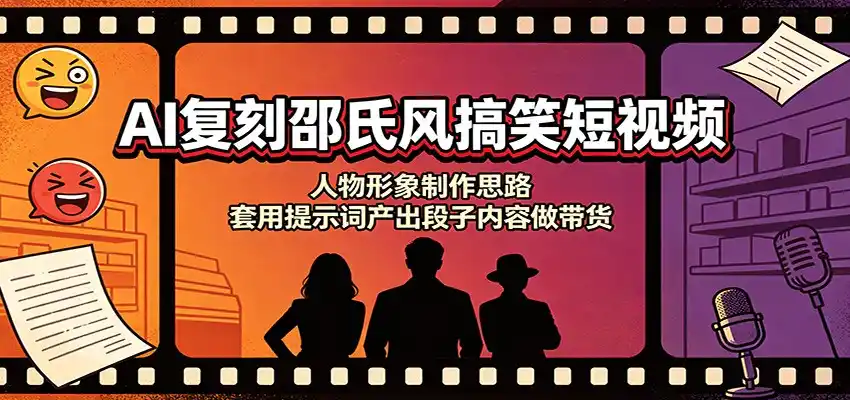 AI复刻邵氏风搞笑短视频：人物形象制作思路，套用提示词产出段子内容做带货-一起筹课网