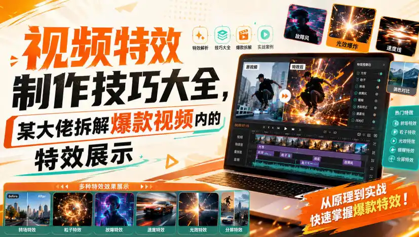 视频特效制作技巧大全，某大佬拆解爆款视频内的特效展示-一起筹课网
