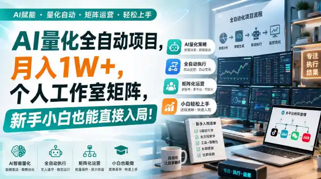 AI黄金量化玩法，新手低成本入局的最佳跳板，月收益轻松万元！-一起筹课网