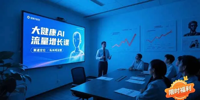 大健康AI流量增长课8.0，赛道定位方法论，AI数字人内容生产，私域转化运营-一起筹课网