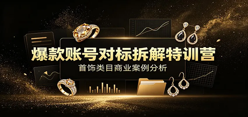 爆款账号对标拆解特训营:首饰类目商业案例分析,配套完整资料内容-一起筹课网