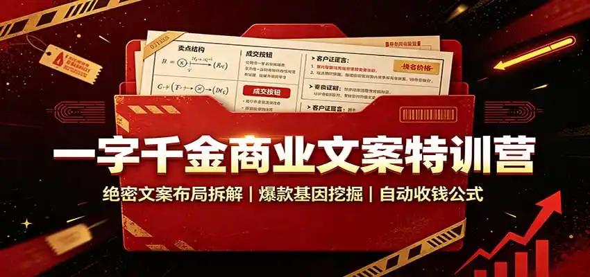 一字千金商业文案特训营：绝密文案布局拆解，爆款基因挖掘，自动收钱公式-一起筹课网