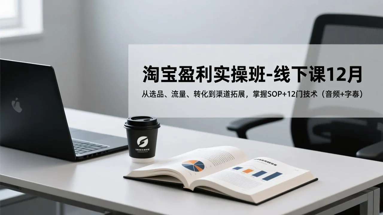淘宝盈利实操班-线下课12月，从选品、流量、转化到渠道拓展，掌握SOP+12门技术(音频+字幕-一起筹课网
