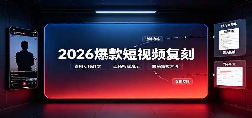 2026爆款短视频复刻：直播实操教学，配套文字文档掌握全流程-一起筹课网