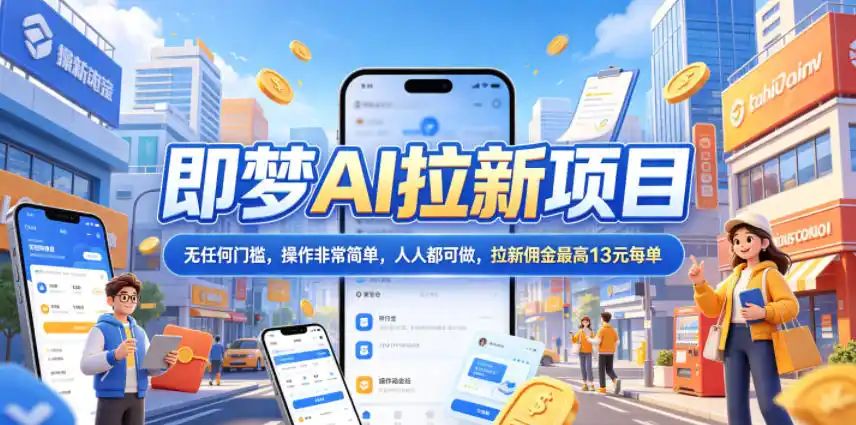 2026年即梦AI拉新项目最新玩法,无任何门槛,操作非常简单,人人都可做,拉新佣金最高13米每单(更新08月07日)-一起筹课网