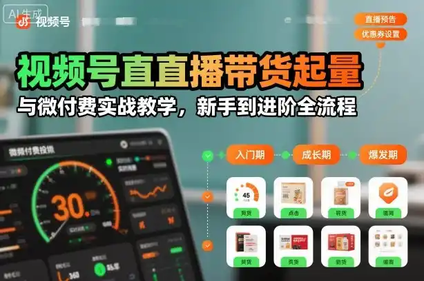视频号直播带货起量与微付费实战教学，新手到进阶全流程(更新26年10月)-一起筹课网