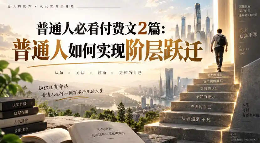 普通人必看付费文2篇：普通人如何实现阶层跃迁-一起筹课网