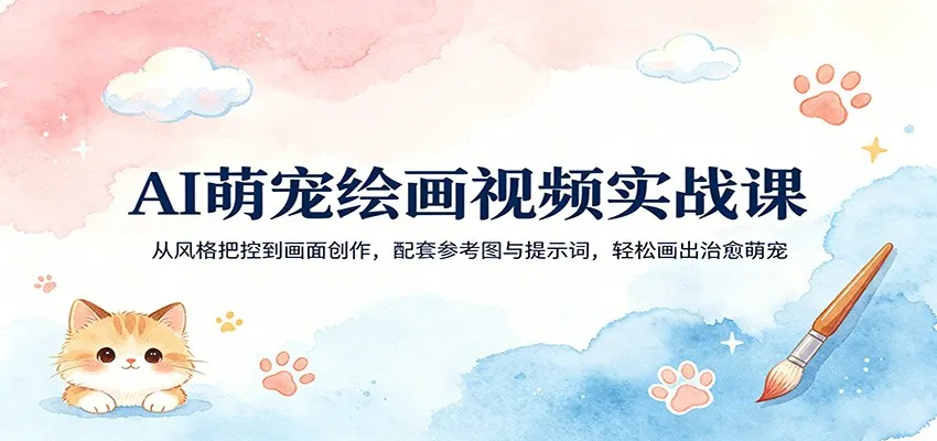 AI萌宠绘画视频实战课:从风格把控到画面创作,配套参考图与提示词,轻松画出治愈萌宠-一起筹课网