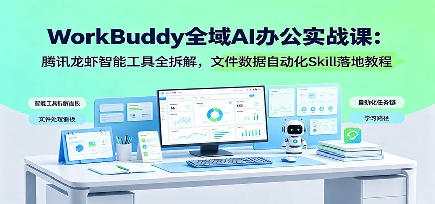 WorkBuddy全域AI办公实战课:腾讯龙虾智能工具全拆解,文件数据自动化Skill落地教程-一起筹课网