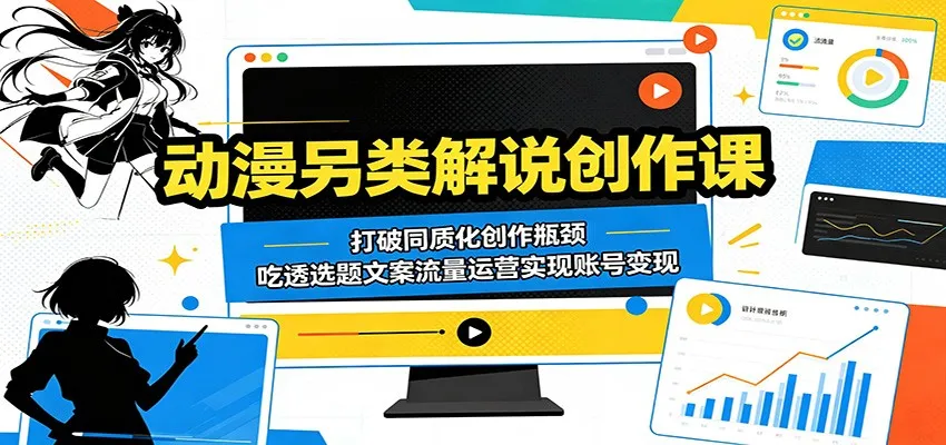 动漫另类解说创作课:打破同质化创作瓶颈,吃透选题文案流量运营实现账号变现-一起筹课网