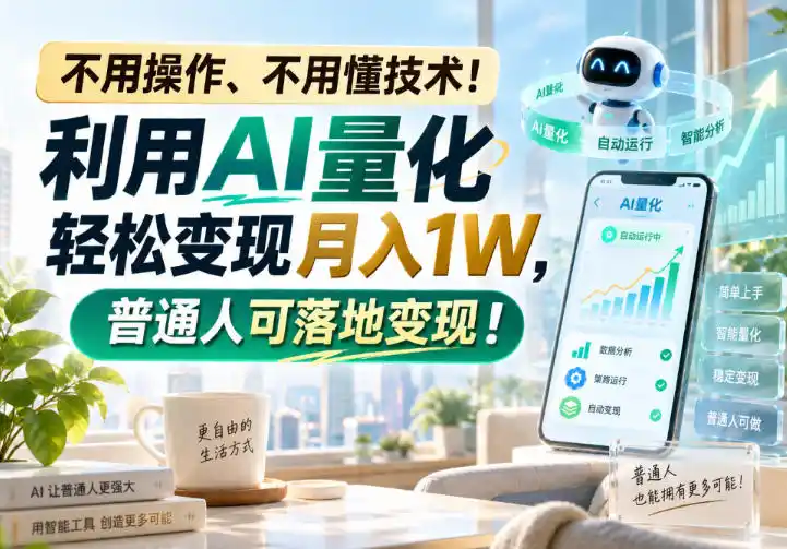 不用操作、不用懂技术！利用AI量化轻松变现月入1W，普通人可落地变现！【揭秘】-一起筹课网