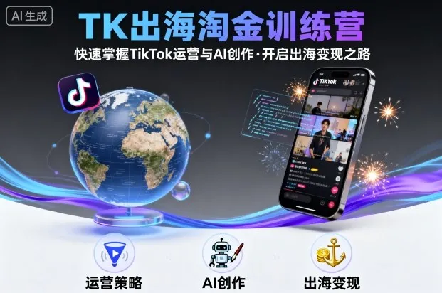 TK出海淘金训练营,助你快速掌握TikTok运营与AI创作,开启出海变现之路-一起筹课网
