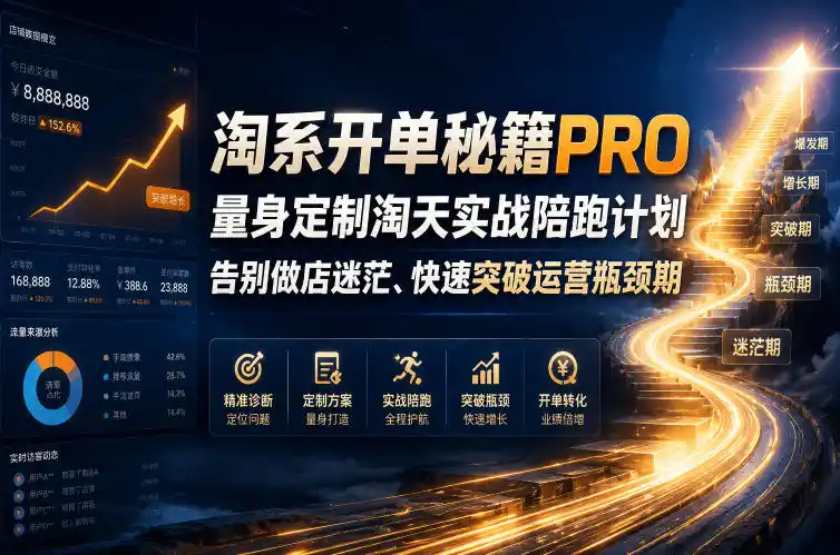 淘系开单秘籍PRO，量身定制淘天实战陪跑计划，告别做店迷茫、快速突破运营瓶颈期(更新260823)-一起筹课网