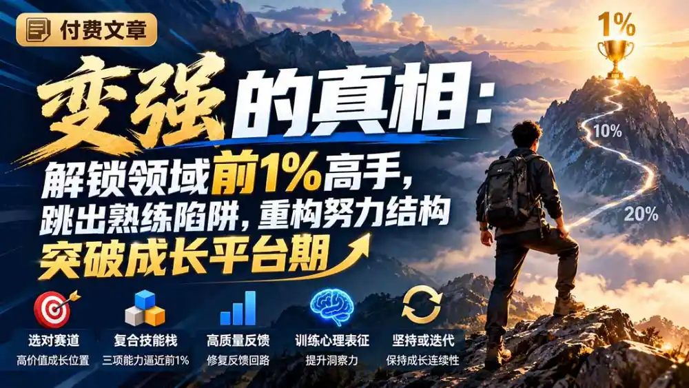 付费文章：变强的真相：解锁领域前1%高手，跳出熟练陷阱，重构努力结构突破成长平台期-一起筹课网