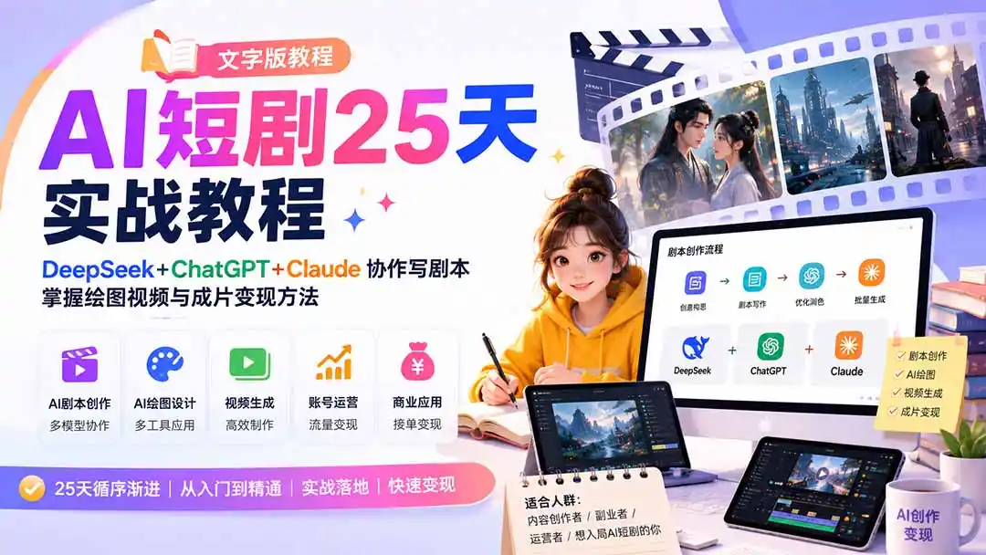 AI短剧25天实战教程(文字版教程-一起筹课网