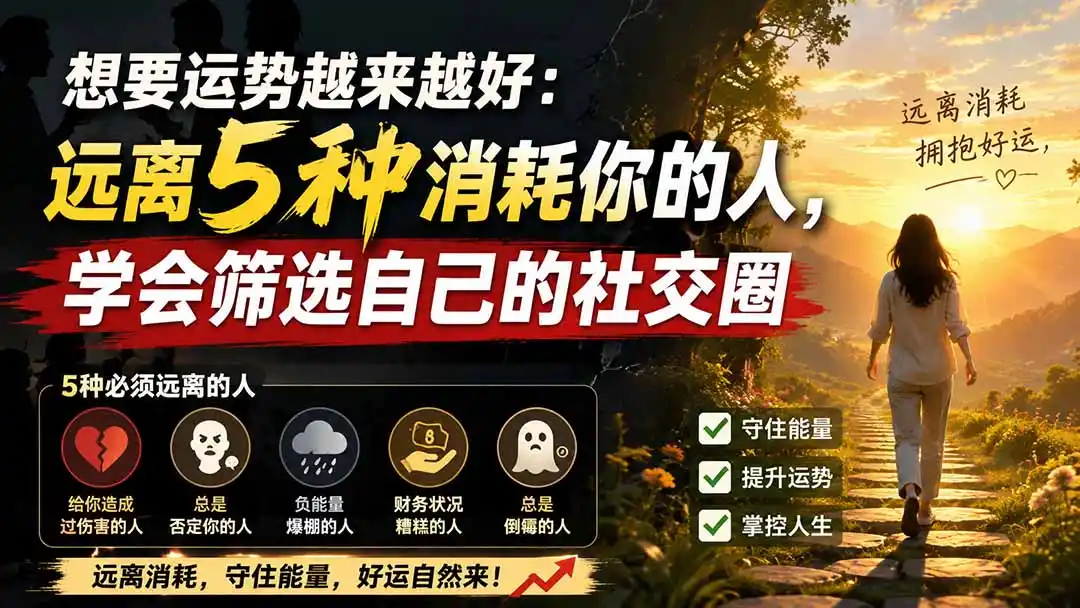 付费文章：想要运势越来越好：远离5种消耗你的人，学会筛选自己的社交圈-一起筹课网