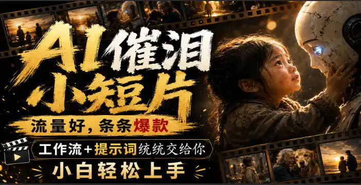 AI催泪小短片，流量好，条条爆款，工作流+提示词统统交给你，小白轻松上手-一起筹课网