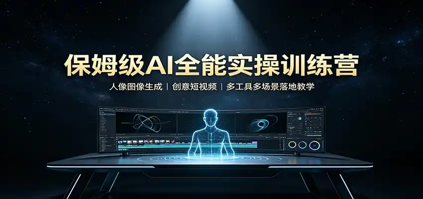 保姆级AI全能实操训练营：人像图像生成，创意短视频，多工具多场景落地教学-一起筹课网
