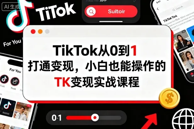 TikTok从0到1打通变现,小白也能操作的TK变现实战课程