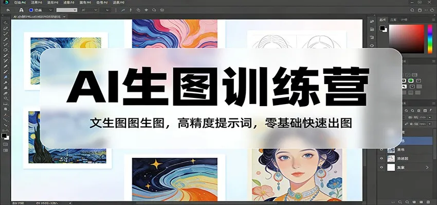 AI生图训练营:文生图图生图,高精度提示词,零基础快速出图-一起筹课网