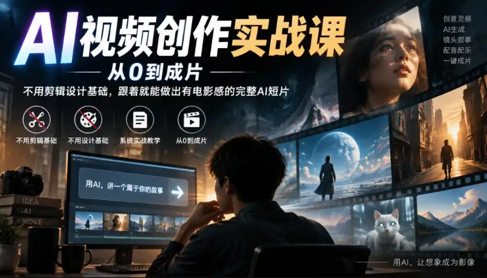 AI视频创作实战课，从0到成片，不用剪辑设计基础，跟着就能做出有电影感的完整AI短片-一起筹课网