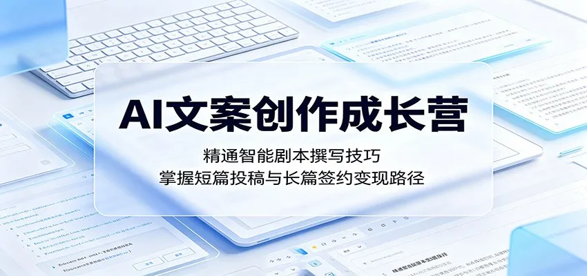 AI文案创作成长营:精通智能剧本撰写技巧,掌握短篇投稿与长篇签约变现路径-一起筹课网