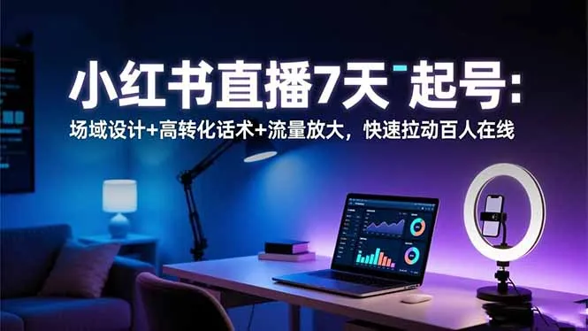 小红书直播7天起号:场域设计+高转化话术+流量放大,快速拉动百人在线-一起筹课网