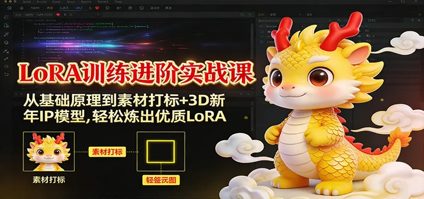 LoRA训练进阶实战课:从基础原理到素材打标+3D新年IP模型,轻松炼出优质LoRA-一起筹课网
