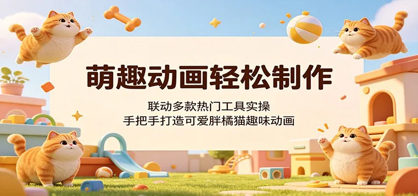 萌趣动画轻松制作，联动多款热门工具实操，手把手打造可爱胖橘猫趣味动画-一起筹课网