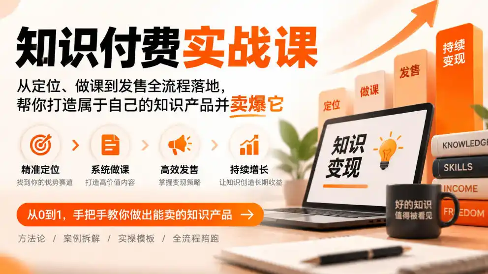 知识付费实战课：从定位、做课到发售全流程落地，帮你打造属于自己的知识产品并卖爆它-一起筹课网