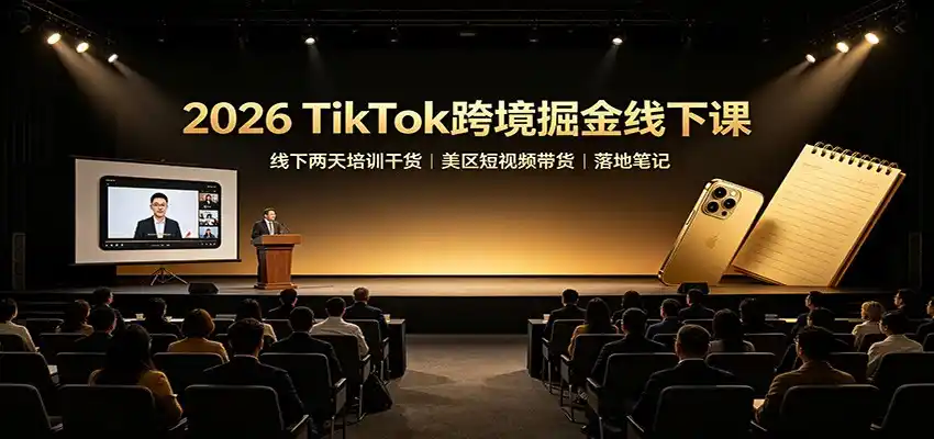2026 TikTok跨境掘金线下课：线下两天培训干货，美区短视频带货落地笔记-一起筹课网