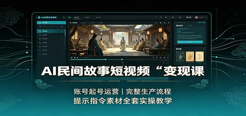 AI民间故事短视频变现课：账号起号运营，完整生产流程，提示指令素材全套实操教学-一起筹课网