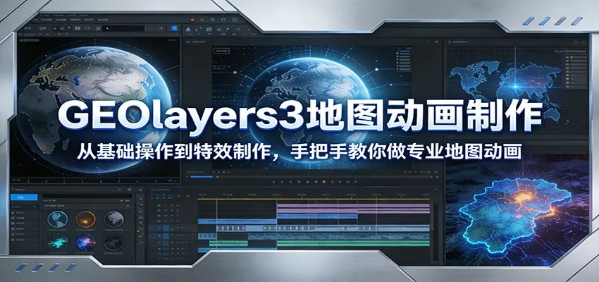 GEOlayers3地图动画制作：从基础操作到特效制作，手把手教你做专业地图动画-一起筹课网