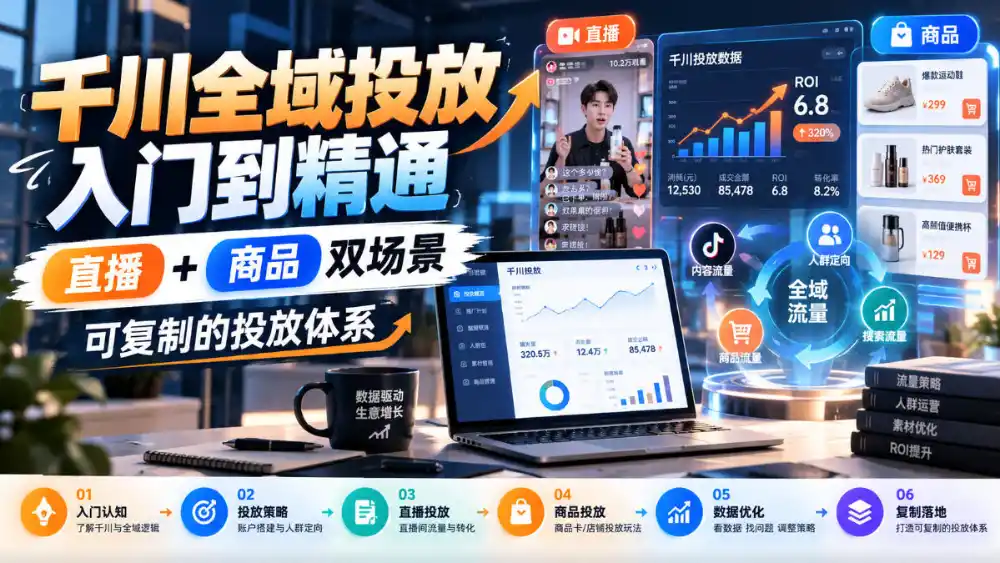 千川全域投放入门到精通，直播+商品双场景，可复制的投放体系(更新1026)-一起筹课网