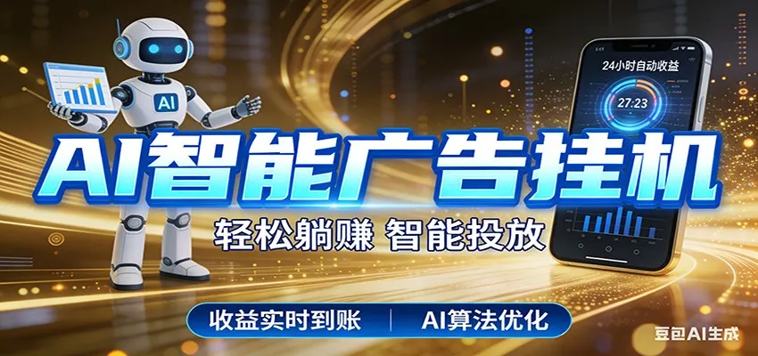 智能广告挂机新时代，利用碎片化时间实现稳定被动收益，AI帮你持续盈利-一起筹课网