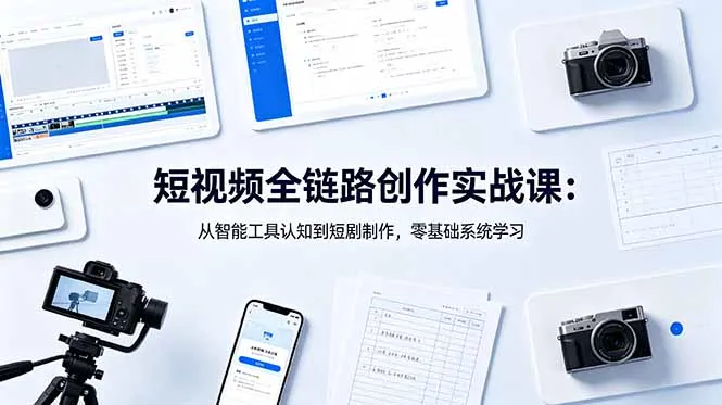 短视频全链路创作实战课：从智能工具认知到短剧制作，零基础系统学习-一起筹课网