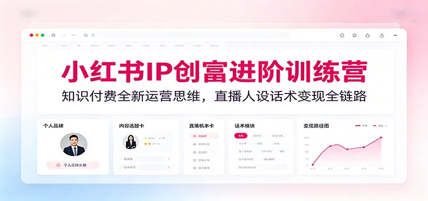 小红书IP创富进阶训练营:知识付费全新运营思维,直播人设话术变现全链路-一起筹课网