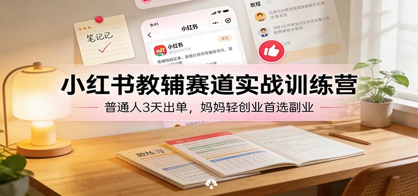 小红书教辅赛道实战训练营:普通人3天出单,妈妈轻创业首选副业-一起筹课网