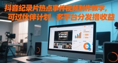 抖音纪录片热点事件视频制作教学，可过伙伴计划，多平台分发撸收益-一起筹课网