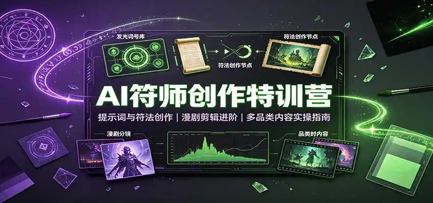 AI符师创作特训营：提示词与符法创作，漫剧剪辑进阶，多品类内容实操指南-一起筹课网