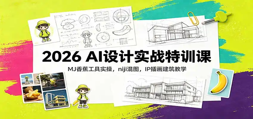 2026 AI设计实战特训课：MJ香蕉工具实操，niji混图，IP插画建筑教学-一起筹课网
