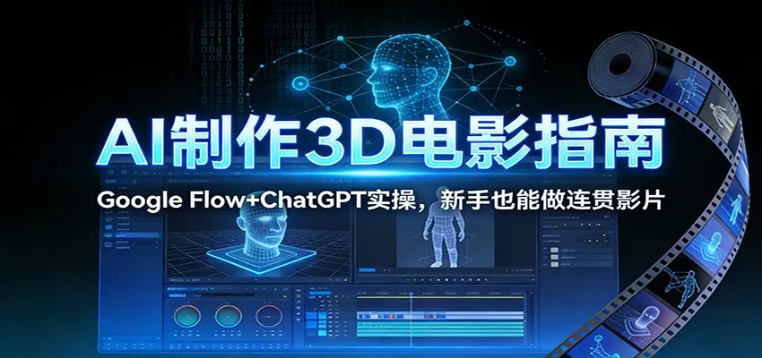 AI制作3D电影指南:Google Flow+ChatGPT实操,新手也能做连贯影片-一起筹课网