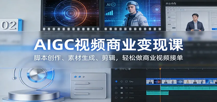AIGC视频商业变现课：脚本创作、素材生成、剪辑，轻松做商业视频接单-一起筹课网