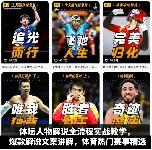 体坛人物解说全流程实战教学，爆款解说文案讲解，体育热门赛事精选-一起筹课网