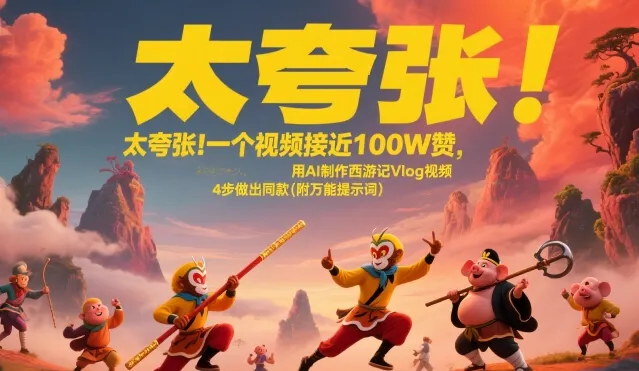 太夸张！一个视频接近100W赞，用AI制作西游记Vlog视频，全流程拆解来了(附万能提示词)-一起筹课网