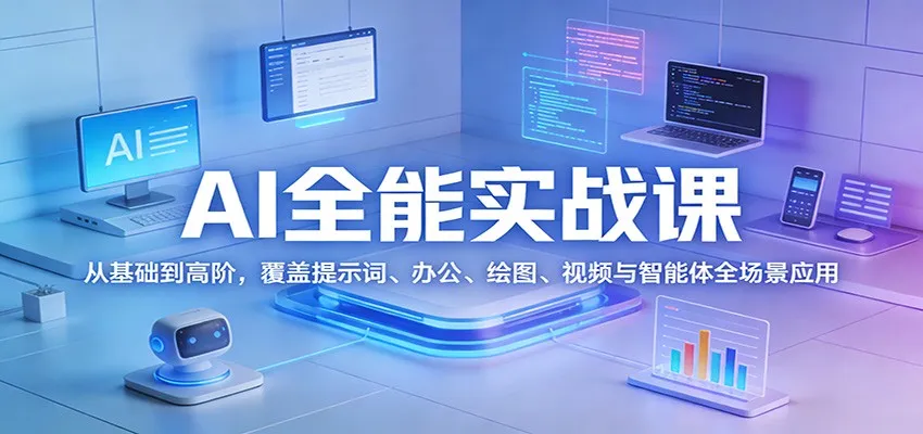 AI全能实战课:从基础到高阶,覆盖提示词、办公、绘图、视频与智能体全场景应用-一起筹课网
