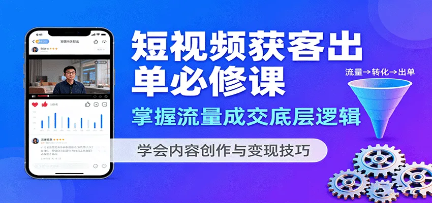 短视频获客出单必修课：掌握流量成交底层逻辑，学会内容创作与变现技巧-一起筹课网