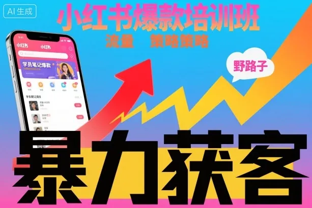 小红书爆款培训班,小红书获客野路子流量打法,暴力持续获客-一起筹课网
